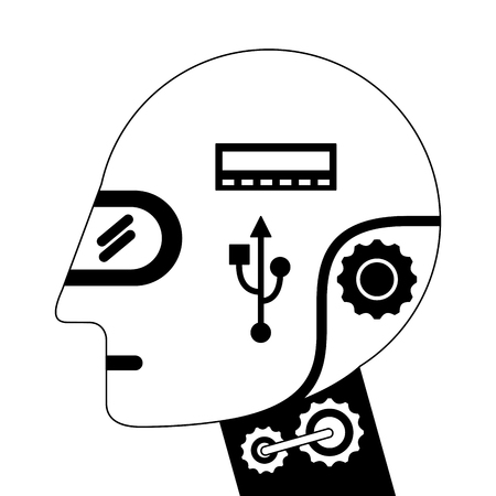 Humanoid robot profile icon vector illustration design.のイラスト素材