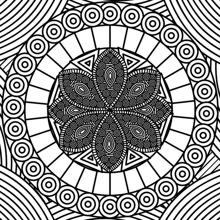 Adult coloring monochrome flowers drawing vector illustration design.のイラスト素材