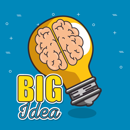 light bulb with brain inside big idea concept vector illustration graphic designのイラスト素材