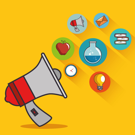 education icon coming out of megaphone vector illustration graphic designのイラスト素材