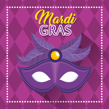 mardi gras lettering poster with mask carnival banner vector illustration graphic designのイラスト素材