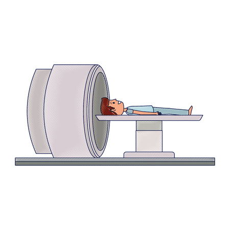 tomography scanner machine with patient vector illustration designのイラスト素材