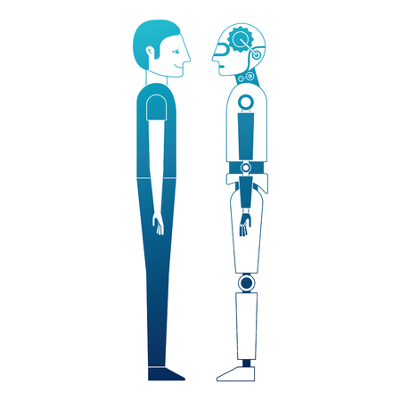 Humanoid robot and person profiles  illustration designのイラスト素材