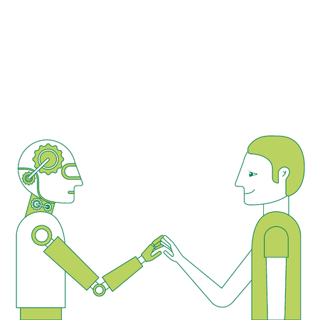 humanoid robot and person profiles vector illustration designのイラスト素材