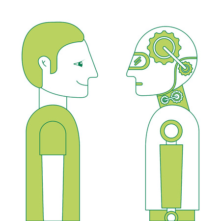 Humanoid robot and person profiles vector illustration design.のイラスト素材