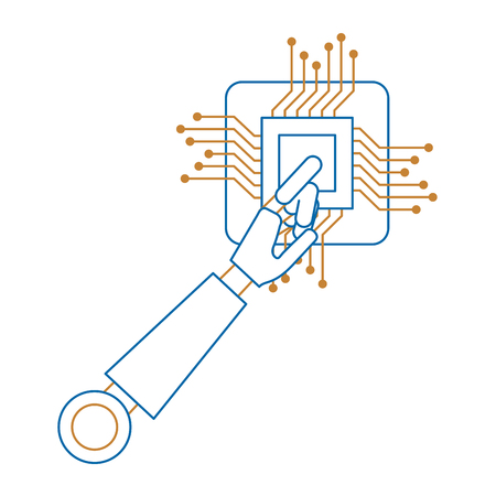 processor circuit with robot hand vector illustration designのイラスト素材