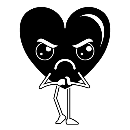 heart love sad kawaii character vector illustration designのイラスト素材