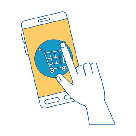 Smartphone device with shopping cart. Vector illustration design.のイラスト素材