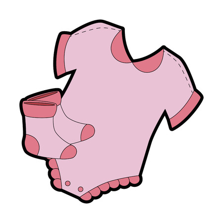 Cute baby dress with socks. Vector illustration design.のイラスト素材