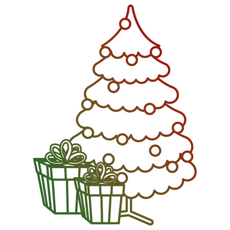 Christmas tree with gifts. Vector illustration design.のイラスト素材