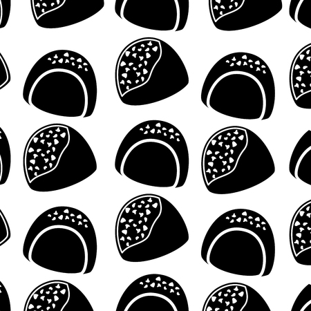 chocolate candy chips dessert seamless pattern vector illustrationのイラスト素材