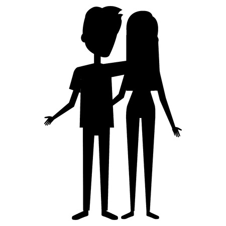 lovers couple avatars characters vector illustration designのイラスト素材