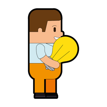 funny man with bulb avatar character vector illustration designのイラスト素材