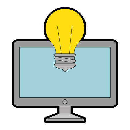 monitor computer with bulb vector illustration designのイラスト素材