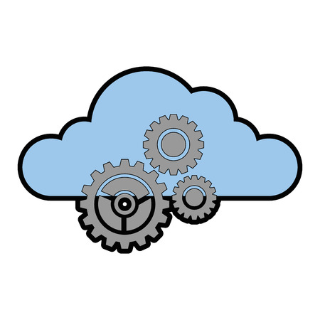 cloud with gears icon vector illustration designのイラスト素材