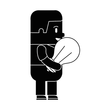 funny man with bulb avatar character vector illustration designのイラスト素材