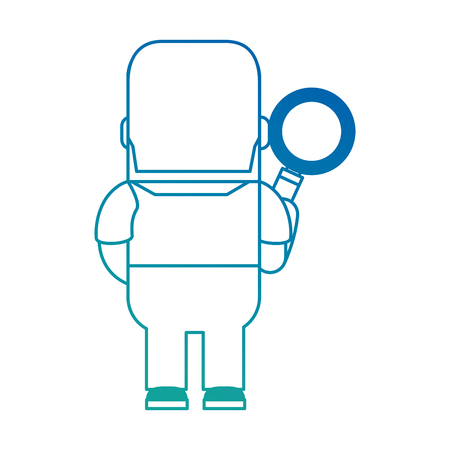 funny man with magnifying glass avatar character vector illustration designのイラスト素材