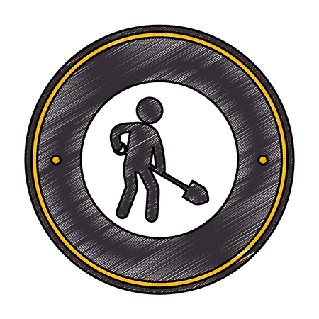 Construction traffic signal with worker vector illustration designのイラスト素材