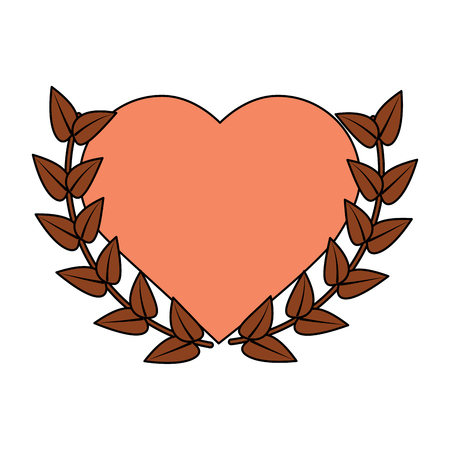 love heart wreath emblem romantic image vector illustrationのイラスト素材