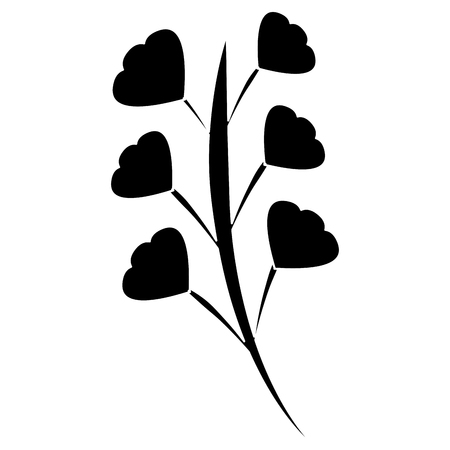Leaves with stem icon image. Vector illustration design black and white.のイラスト素材