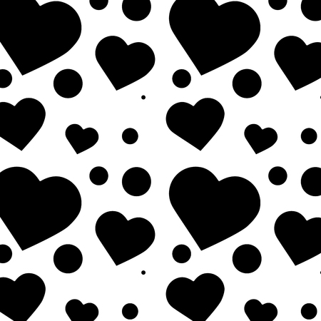 Heart cartoon pattern image. Vector illustration design black and white.のイラスト素材