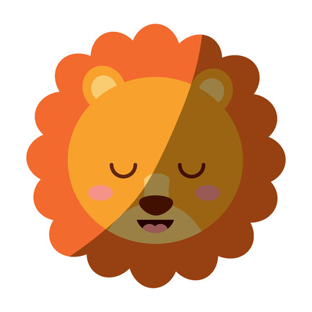 A cute head lion animal close eyes cartoon vector illustrationのイラスト素材