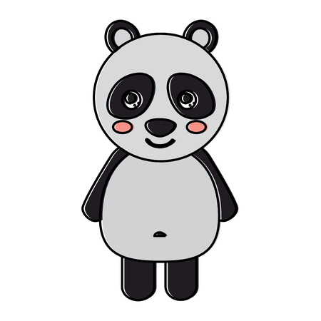 cute panda bear animal standing cartoon wildlife vector illustrationのイラスト素材