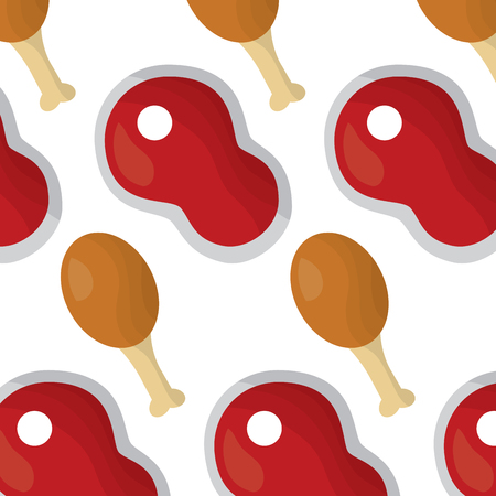 fillet steak and chicken food seamless pattern vector illustrationのイラスト素材