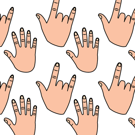 hands showing five fingers rock and roll pattern vector illustrationのイラスト素材