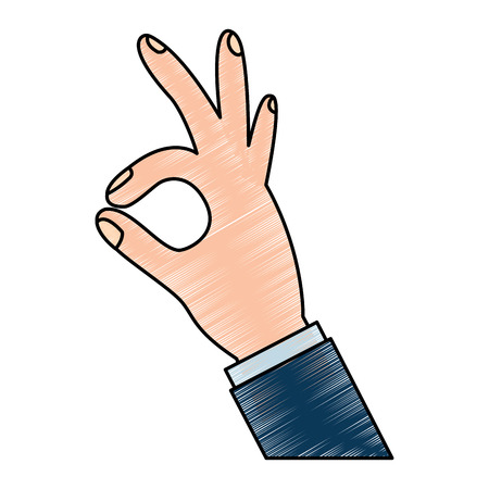 Three fingers up OK hand gesture icon image vector illustration designのイラスト素材