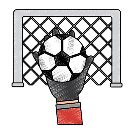 hand holding soccer ball goal vector illustrationのイラスト素材