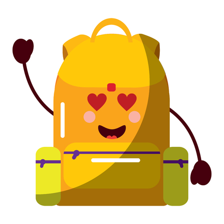 school backpack kawaii cartoon character vector illustrationのイラスト素材