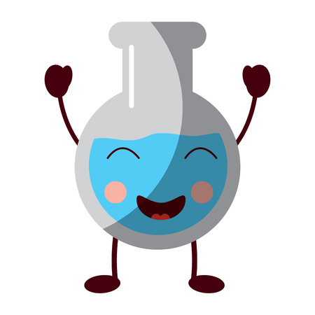 A Laboratory flask glass kawaii cartoon vector illustrationのイラスト素材