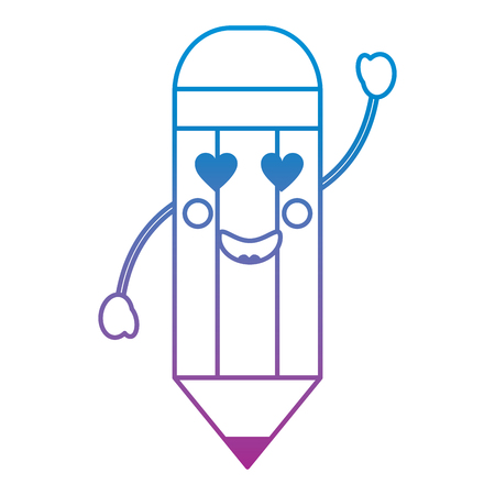 wooden pencil cute cartoon vector illustration blue and purple line designのイラスト素材