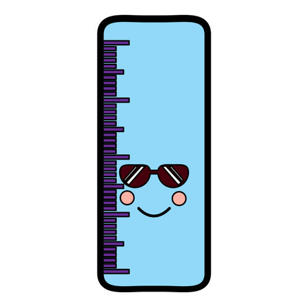 Ruler with sunglasses school supplies icon image. Vector illustration design.のイラスト素材