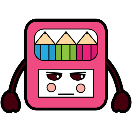 Pencils in box kawaii character vector illustration.のイラスト素材