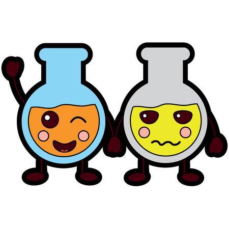 Cartoon tube tests laboratory character vector illustration.のイラスト素材