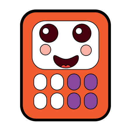 Calculator math character cartoon vector illustration.のイラスト素材