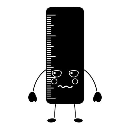 school ruler comic character kawaii vector illustrationのイラスト素材
