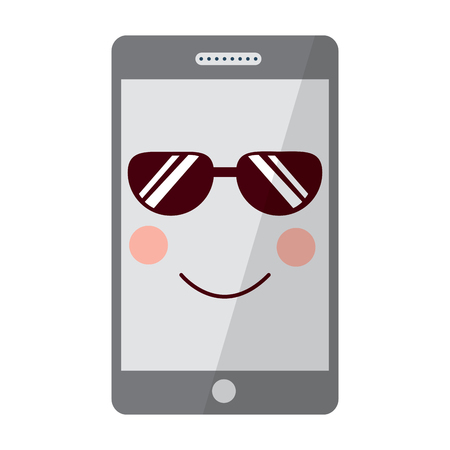 cellphone sunglasses  kawaii icon image vector illustration design のイラスト素材