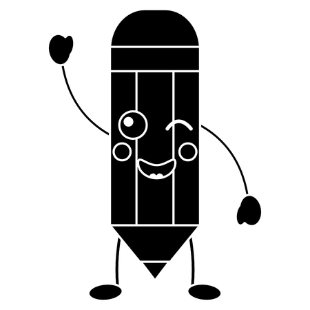 pencil happy   school supplies kawaii icon image vector illustration design のイラスト素材