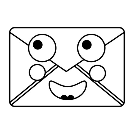 Mail envelope kawaii character cartoon vector illustration outline designのイラスト素材