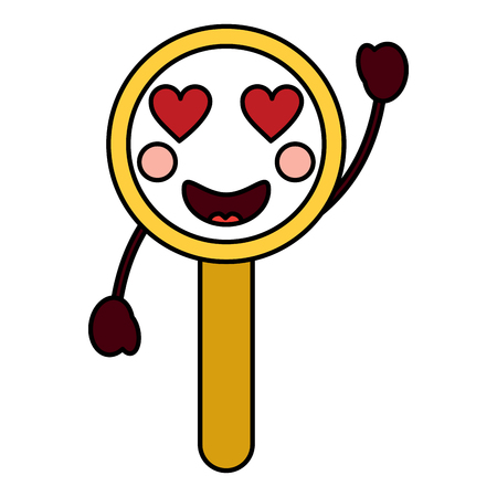 Magnifying glass heart eyes kawaii icon image vector illustration designのイラスト素材