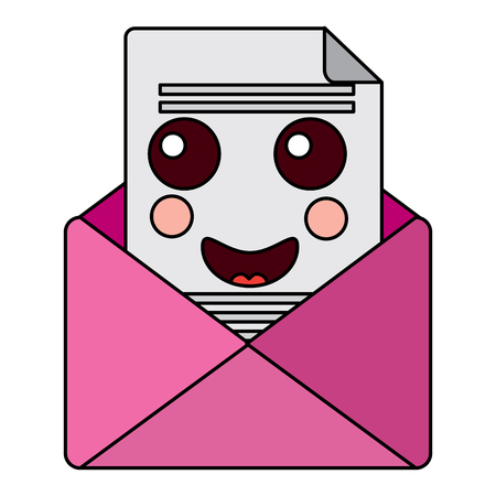 happy message envelope kawaii icon image vector illustration design のイラスト素材