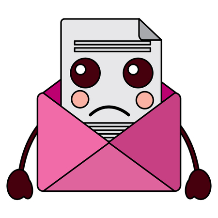 Kawaii email envelope letter message cartoon vector illustration.のイラスト素材