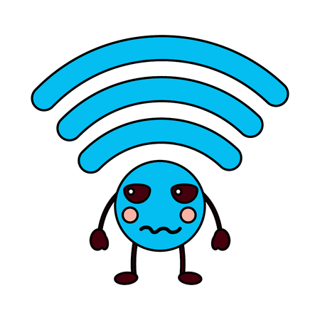 Sad cartoon internet signal character illustrationのイラスト素材