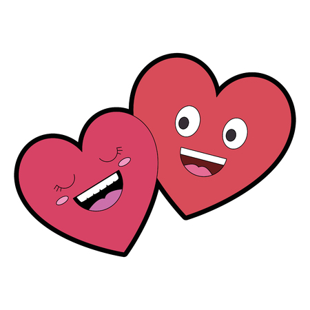 Hearts couple characters vector illustration designのイラスト素材