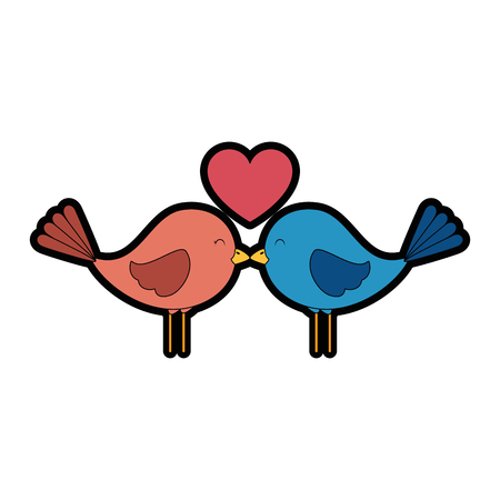 Cute birds with hearts vector illustration designのイラスト素材