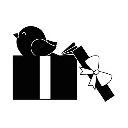 Gift box present with bird vector illustration designのイラスト素材