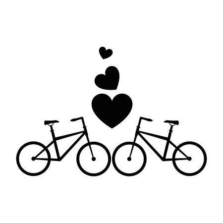bikes with love hearts vector illustration designのイラスト素材